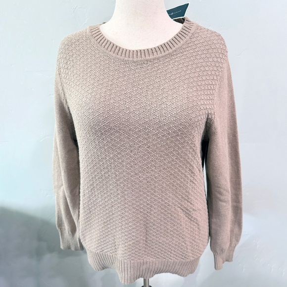NWT Karen Scott Textured Knit Cotton Sweater - Neutral Beige, XL - Picture 1 of 5